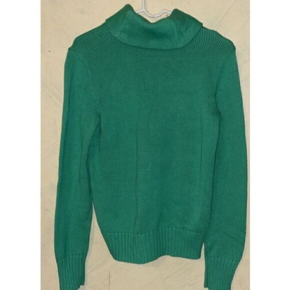Polo Ralph Lauren Sport Women's M Spring Green Cotton Knit Cowl Pullover Sweater - Picture 7 of 8
